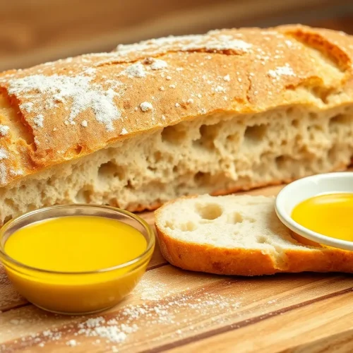 Ocena tego, czy ciabatta jest zdrowa: na zdjęciu bochenek tradycyjnej włoskiej ciabatty z charakterystycznym, dziurawym miąższem.