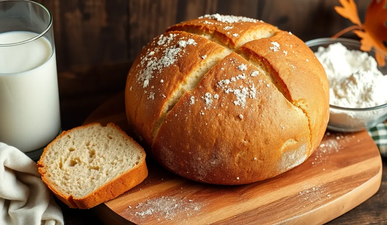 Ocena tego, czy chleb na sodzie jest zdrowy: na zdjęciu bochenek domowego, szybkiego chleba sodowego z mąki pełnoziarnistej.