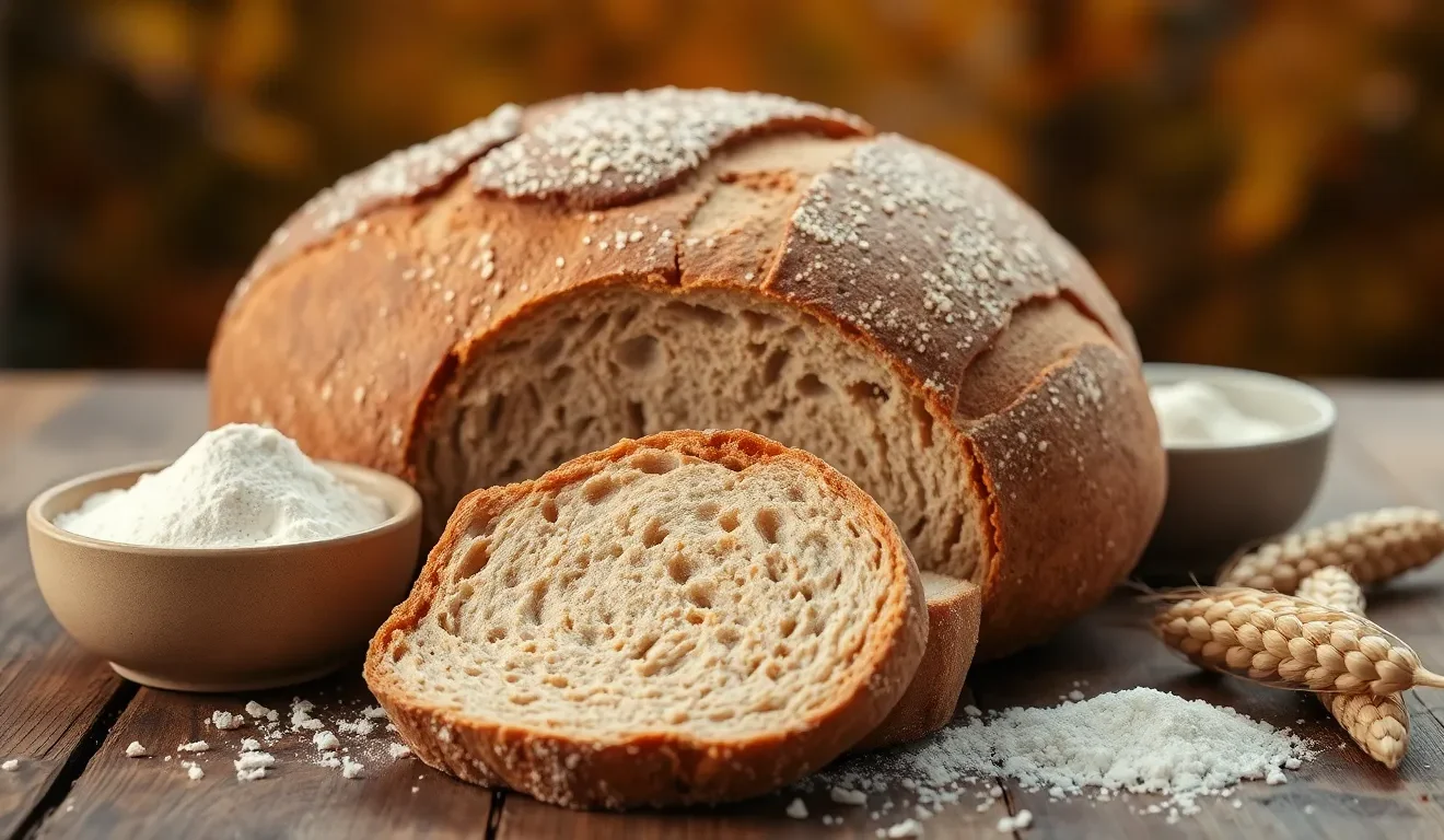 Ocena tego, czy chleb orkiszowy jest zdrowy: na zdjęciu bochenek zdrowego, pełnoziarnistego chleba orkiszowego na zakwasie.