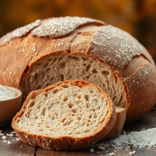 Ocena tego, czy chleb orkiszowy jest zdrowy: na zdjęciu bochenek zdrowego, pełnoziarnistego chleba orkiszowego na zakwasie.