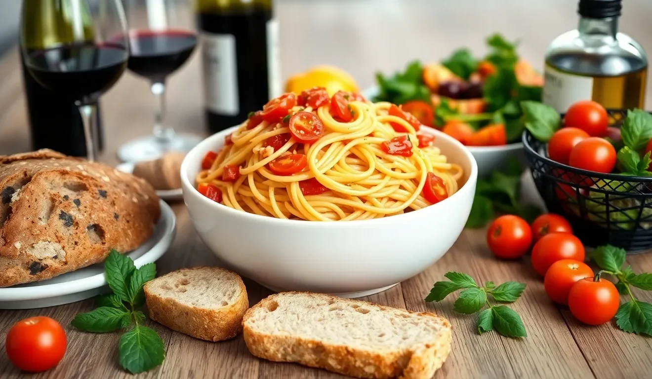 Ocena tego, czy gluten pszenny jest zdrowy: na zdjęciu makaron jako element zdrowej, zbilansowanej diety śródziemnomorskiej.