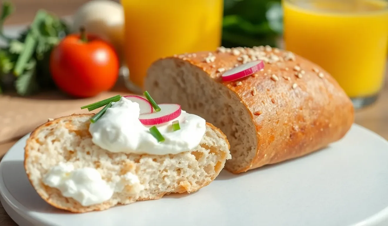 Ocena tego, czy bułka grahamka jest zdrowa: na zdjęciu pożywna kanapka z pełnoziarnistej grahamki z twarożkiem i warzywami.