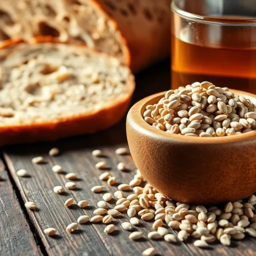 Nasiona kminku w miseczce obok chleba, które pokazują, czy kminek jest zdrowy i jakie ma właściwości.