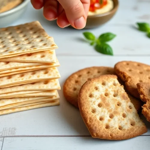 Ocena tego, czy pieczywo maca jest zdrowe: na zdjęciu porównanie tradycyjnej macy z o wiele zdrowszą macą razową.