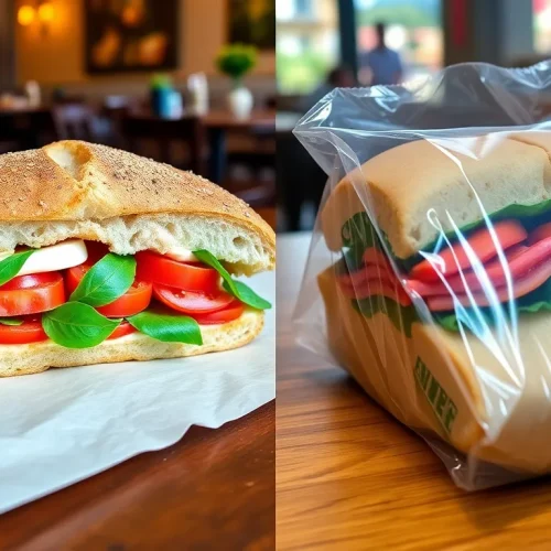 Ocena tego, czy panini jest zdrowe: porównanie autentycznego, zdrowego włoskiego panini ze świeżych składników z gotową kanapką z marketu.