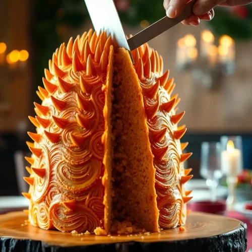 Ocena tego, czy sękacz jest zdrowy: na zdjęciu tradycyjny, okazały sękacz, który jest wysokokalorycznym ciastem na specjalne okazje.