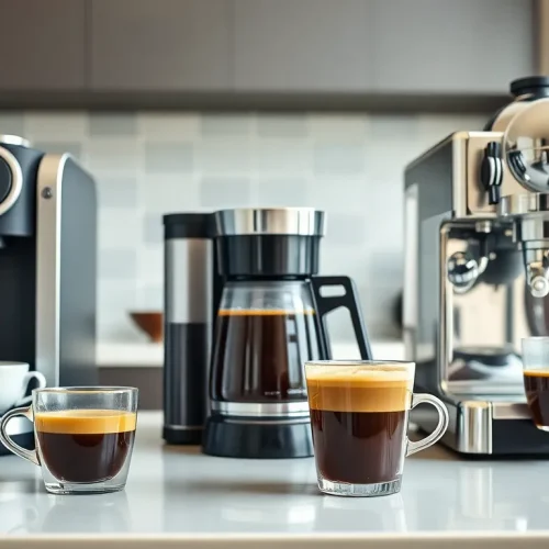 Trzy rodzaje ekspresów do kawy - na kapsułki, przelewowy i kolbowy - wyjaśniające jak ich używać.