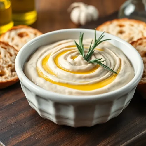 Prosty przepis na pastę z białej fasoli na kanapki w stylu toskańskim, podana z chrupiącymi grzankami i rozmarynem.