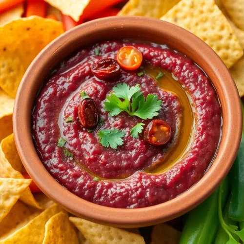 Aromatyczna pasta z czerwonej fasoli z Thermomixa, podana z nachos. Przepis na szybki, wegański dip.