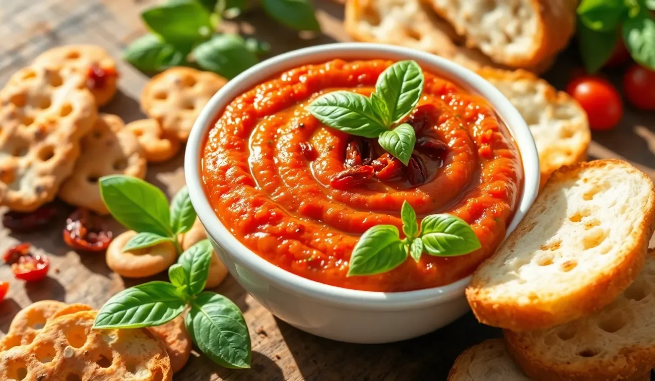 Kremowa pasta z suszonych pomidorów i fasoli, podana z grissini. Prosty przepis na włoskie smarowidło.