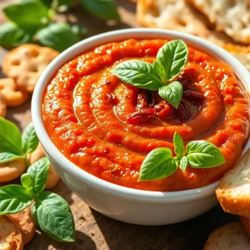 Kremowa pasta z suszonych pomidorów i fasoli, podana z grissini. Prosty przepis na włoskie smarowidło.