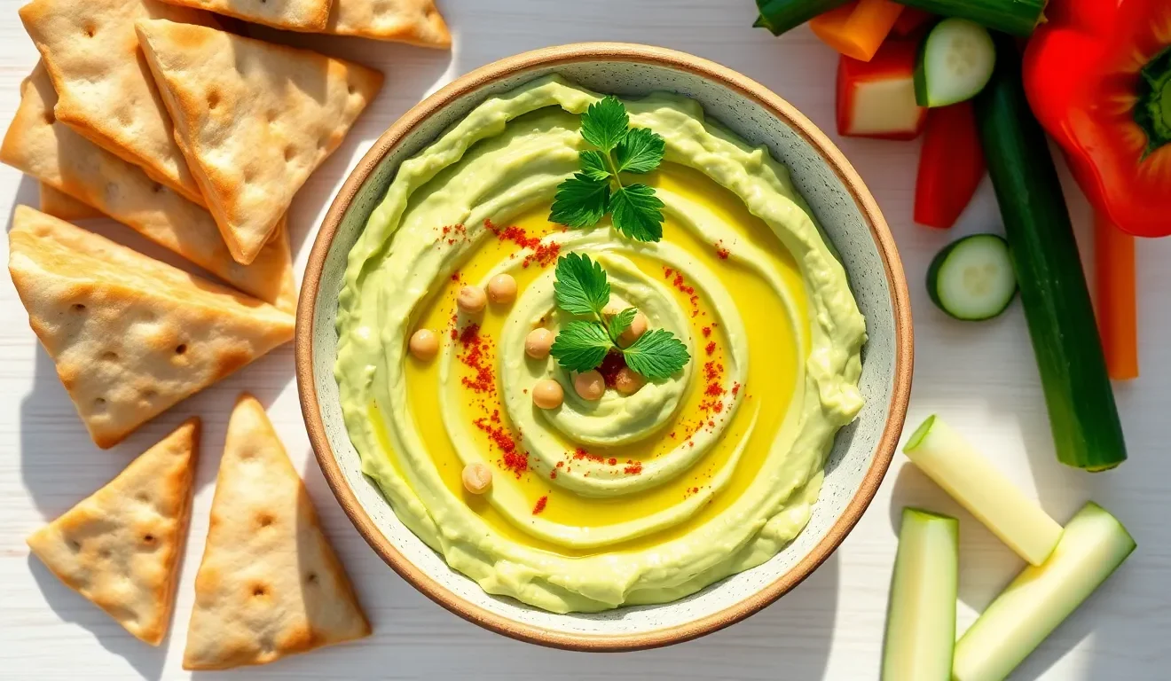 Kremowa pasta z cukinii i ciecierzycy w miseczce. Prosty przepis na pyszny, wegański hummus do chleba.