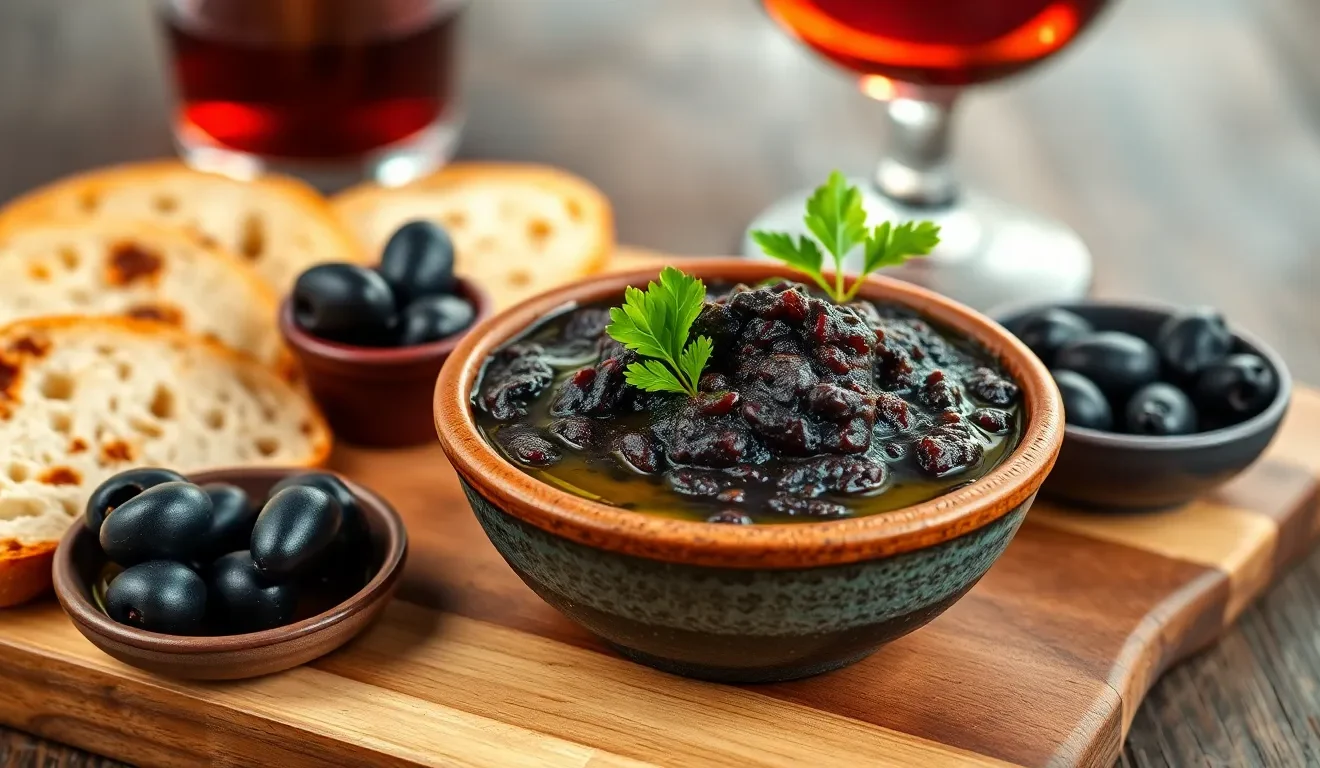 Intensywna pasta z oliwek (tapenada) w miseczce. Prosty przepis na klasyczne włoskie smarowidło do chleba.